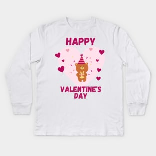 Happy Valentines Day - Bear Kids Long Sleeve T-Shirt